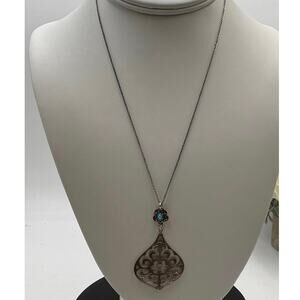 Carolyn Pollack Relios Filigree Sterling Silver Pendant Opal cabochon Necklace